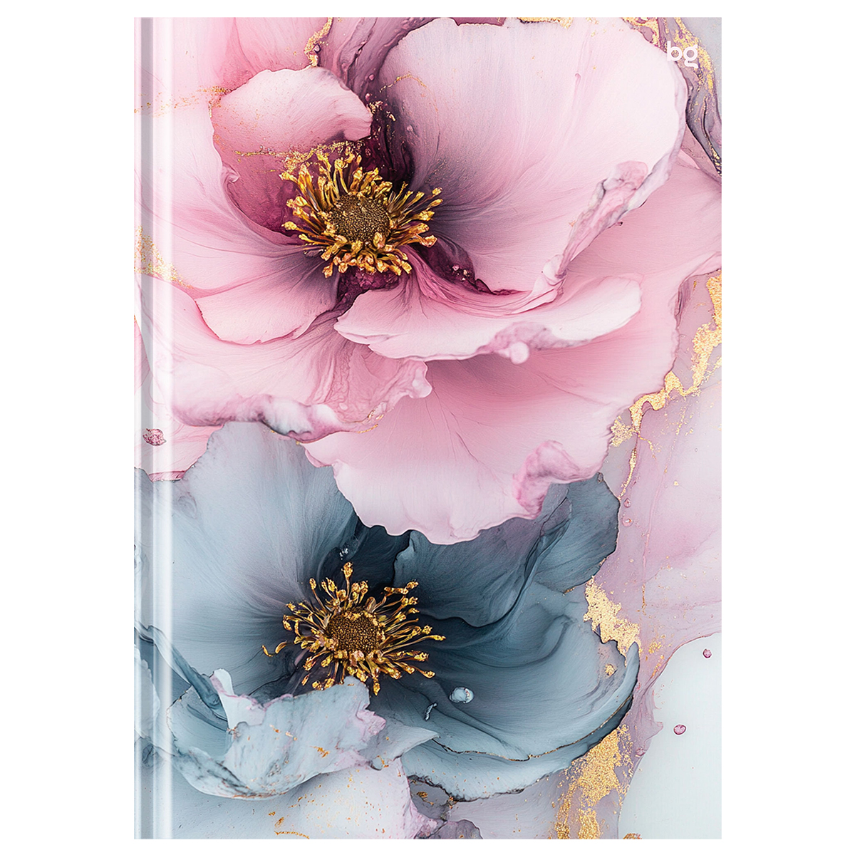 Бизнес-блокнот А5, 64л., евроформат, BG "Нежный цветок", матовая ламинация, блестки