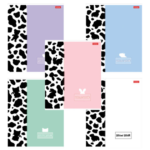 Тетрадь А5 48л. HATBER скоба, клетка, матовая ламинация, Mimimilk (микс в спайке), 083846, 48Т5лВ1