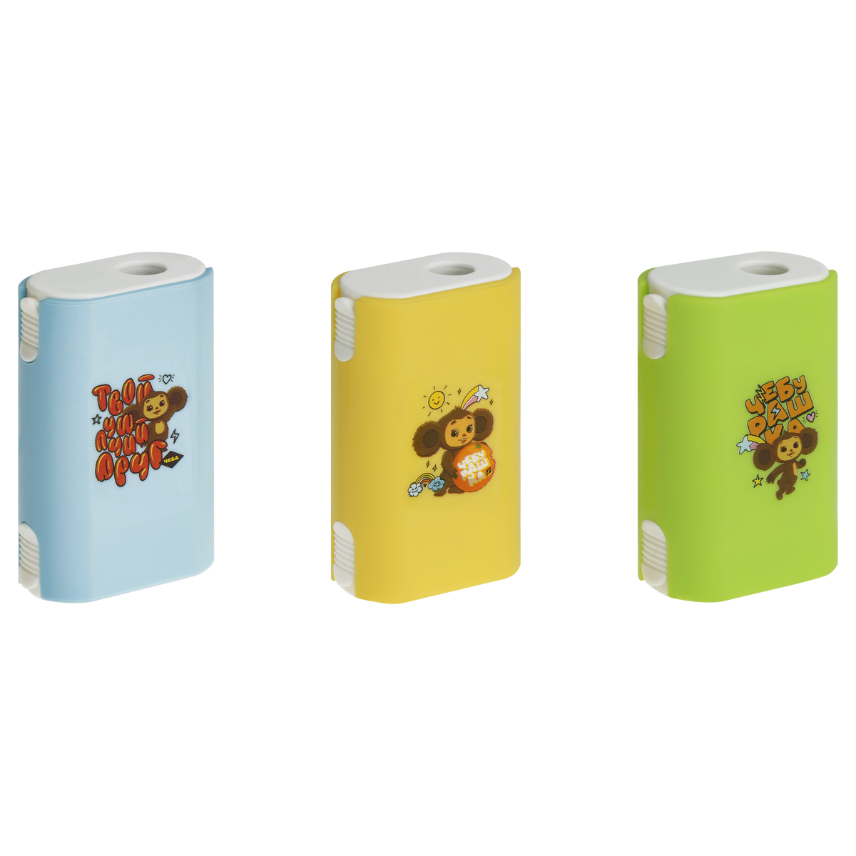 Точилка пластиковая Мульти-Пульти "Чебурашка" 1 отверстие, контейнер, ассорти