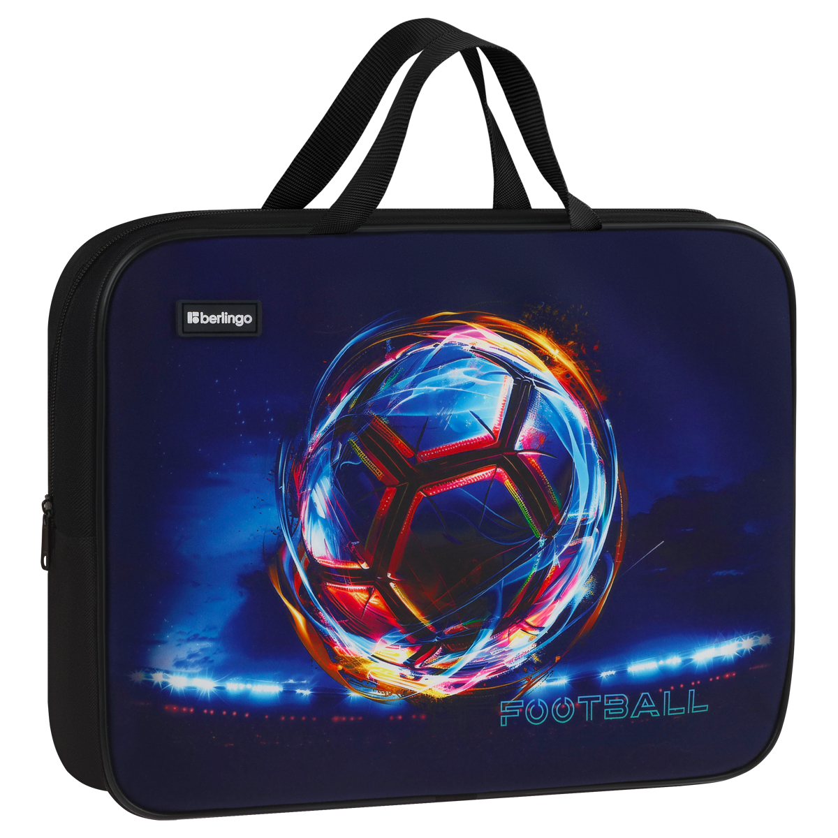 Папка текстильная с ручками 1 отделение, А4 Berlingo "Cyber Football", 350*265*80мм, текстиль, на молнии
