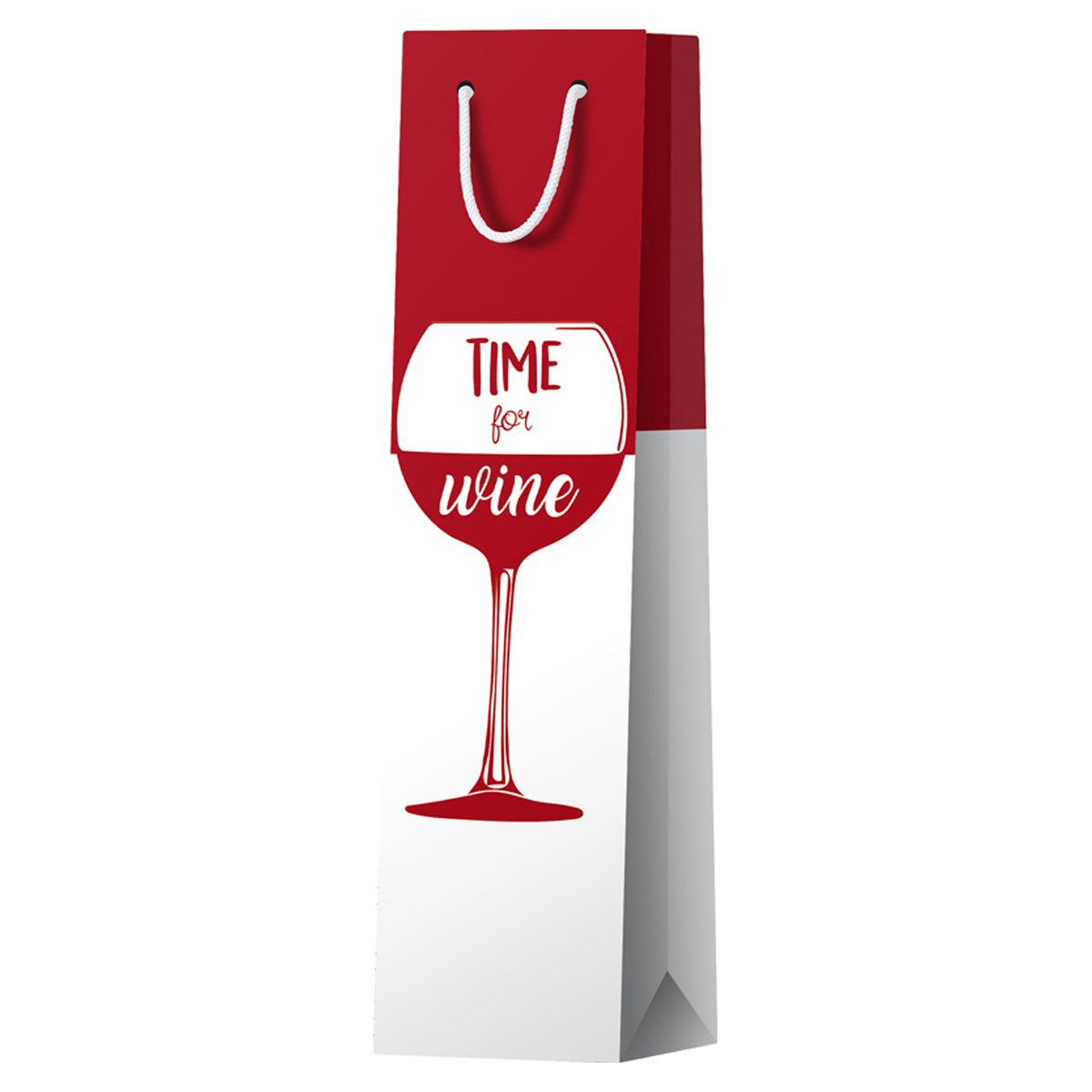 Пакет подарочный 12*36*8,5см ArtSpace "Time for wine. Red", матовое ламинирование, выборочный лак, под бутылку