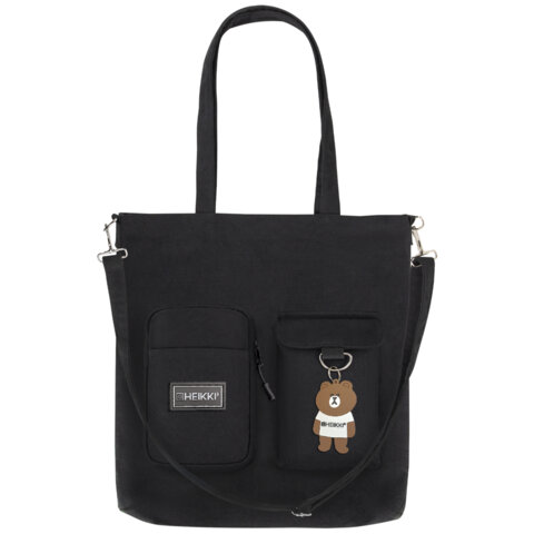 РЕЗЕРВ Сумка-шоппер HEIKKI, канвас, карманы, 35х35 см, черный, Код 1С, 272441
