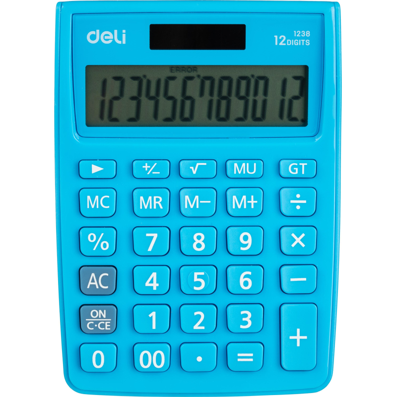 Калькулятор настольный Deli E1238/BLUE синий 12-разр