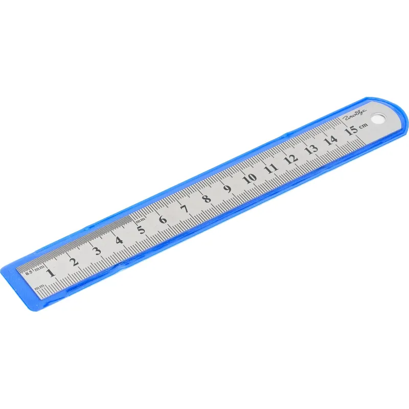 Линейка двухсторонняя металлическая 15 см., ЛМ15