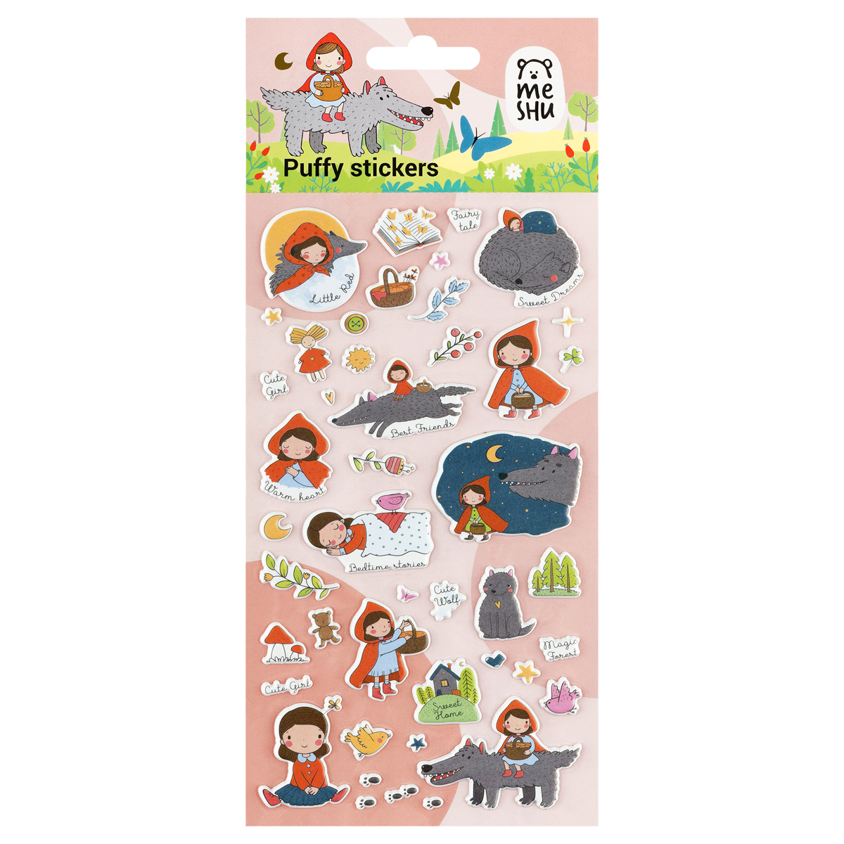 Наклейки объемные MESHU "Little red", 10*23см, пакет европодвес