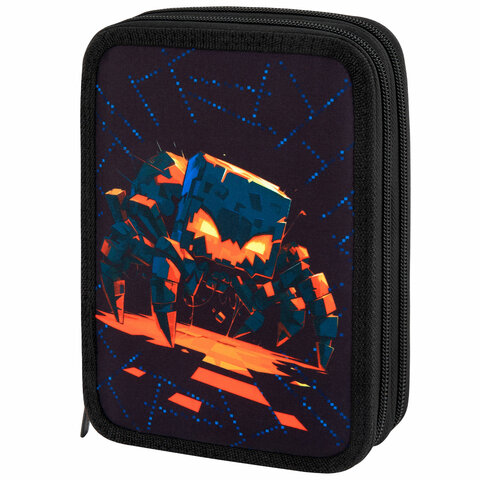 Пенал BRAUBERG, 2 отделения, полиэстер, 21х14 см, "Fire spider", 273537