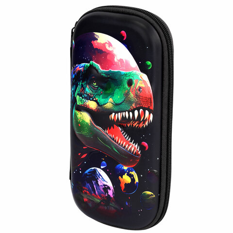 Пенал ЮНЛАНДИЯ, 1 отделение, 1 откидная планка, карман, EVA покрытие soft touch, 22х10х5 см, Galaxy Dino, 273188