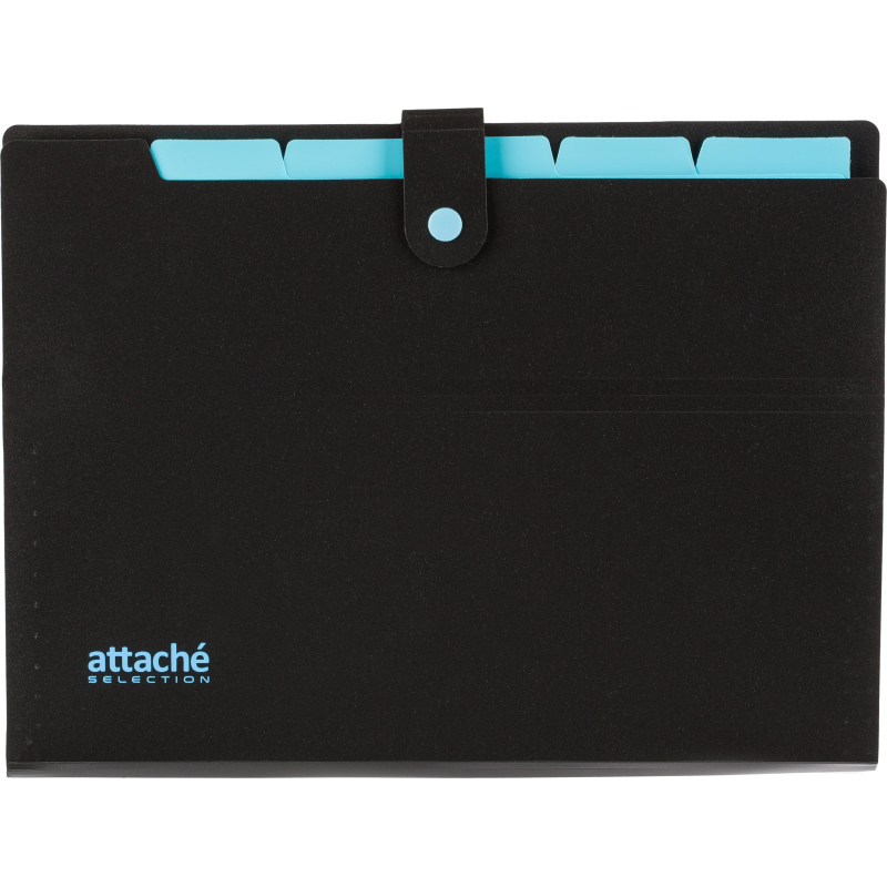 Папка органайзер на кнопке Attache Selection Black&Bluе, А4,500мкм , 5отд