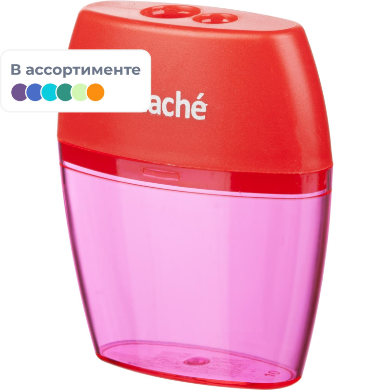 Точилка Attache, 2 отверстие, с контейнером, в ассорт