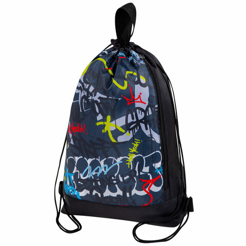 Мешок для обуви ЮНЛАНДИЯ с ручками, боковой карман на молнии, 46х36 см, Graffiti, 272408