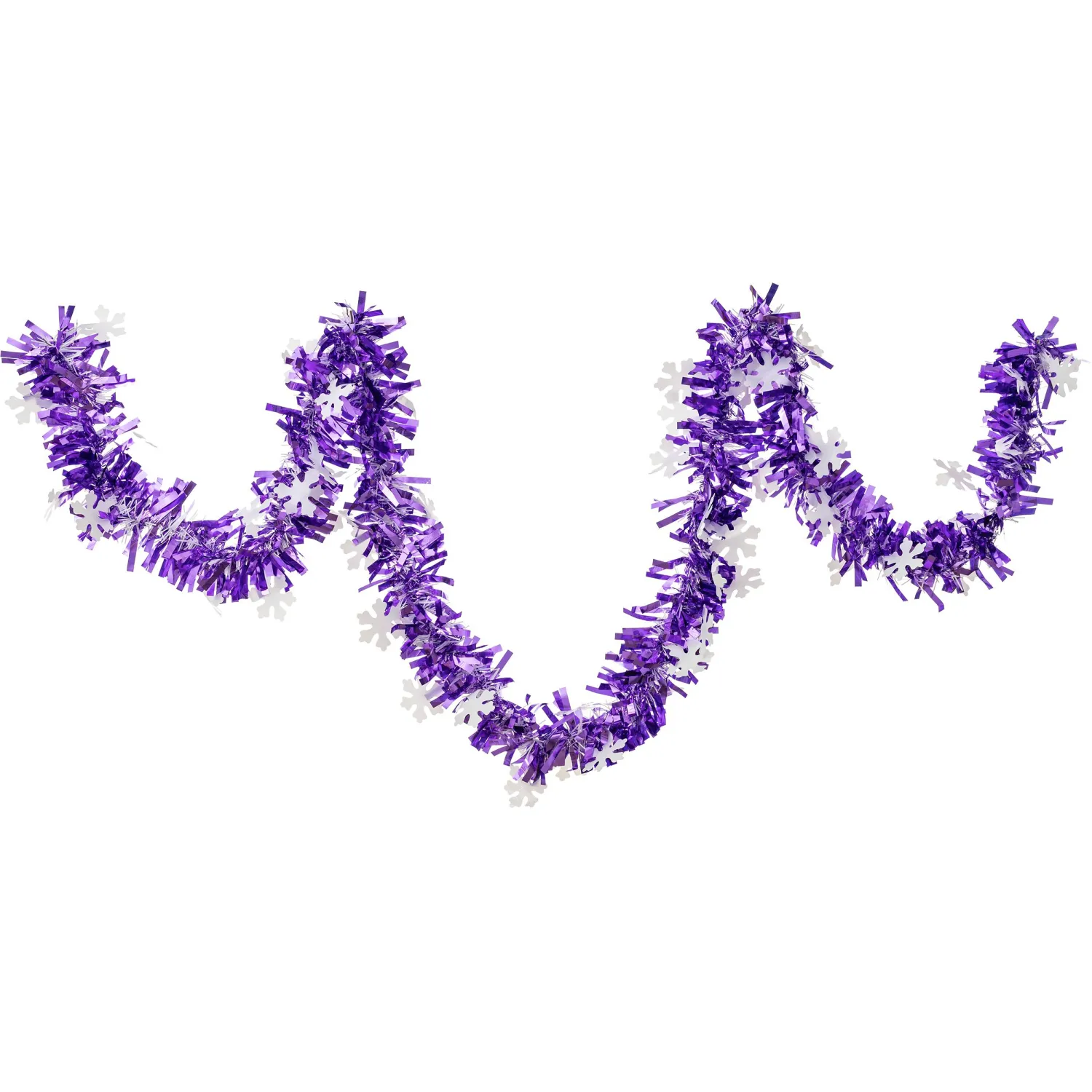 Мишура со снежинками диаметр 9 см, 2 м фиолетовый