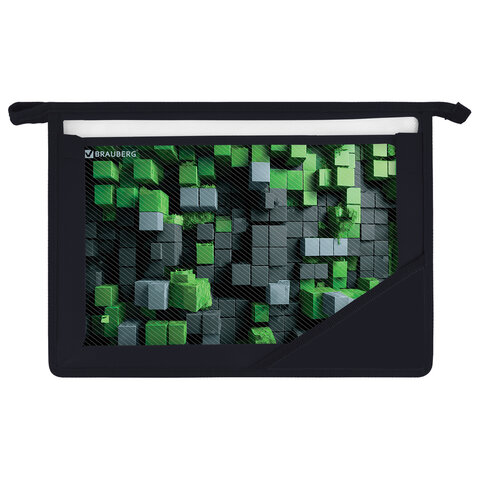 Папка для труда BRAUBERG А4, 2 отделения, пластик, молния сверху, органайзер, "Module blocks", 273400