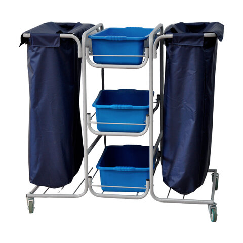 Тележка уборочная Eсо-Force МНОГОФУНКЦИОНАЛЬНАЯ (отель, кафе, столовые, офис) 3 поддона, 2 держателя и основания для мешка, 2 мешка, 26EF/4