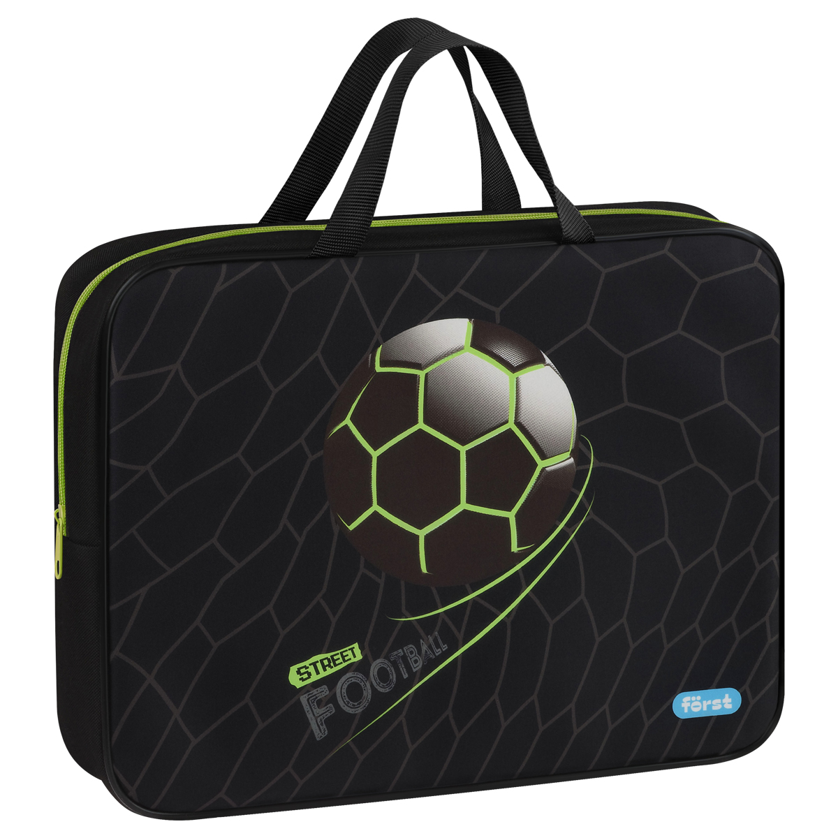Папка текстильная с ручками 1 отделение, А4 Först "Street Football", 350*265*80мм, текстиль, на молнии