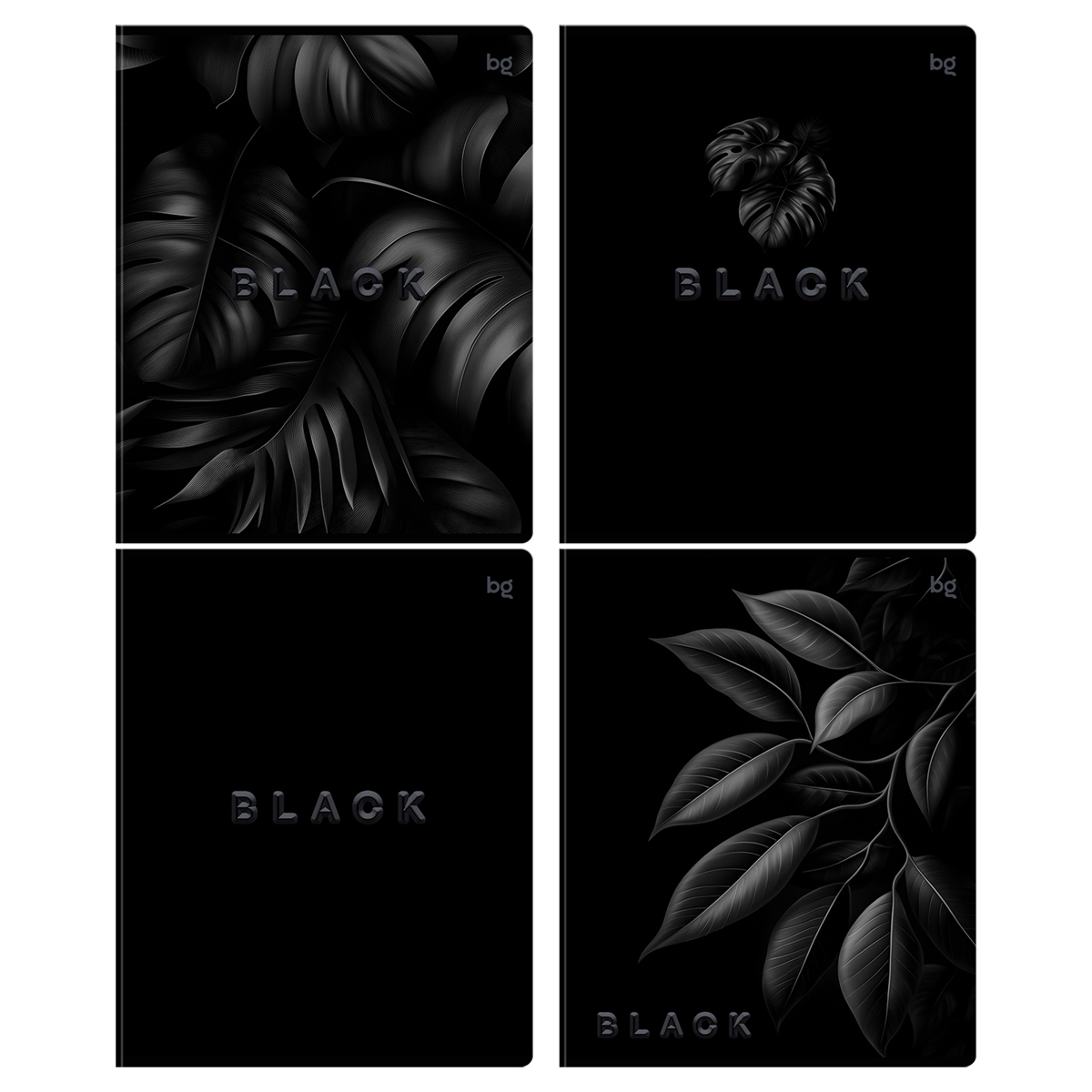 Тетрадь 48л., А5, клетка BG "Just Black", soft-touch ламинация, выб.лак