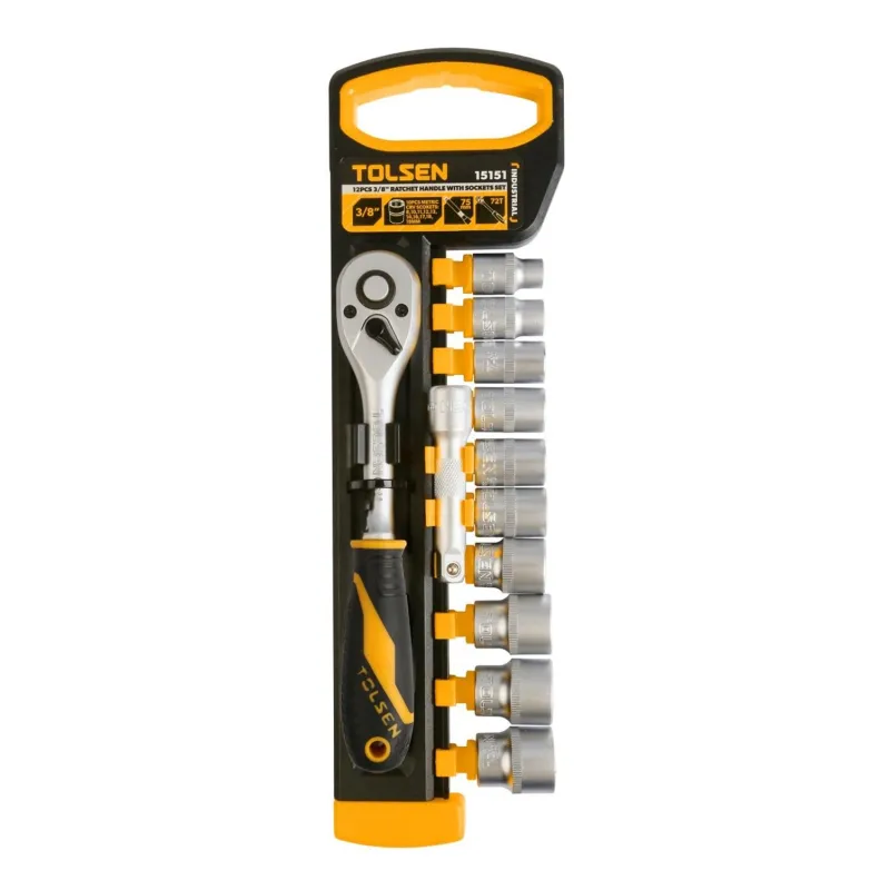 Набор головок торцевых с трещоткой 3/8, 8-19 мм, 12 предметов TOLSEN