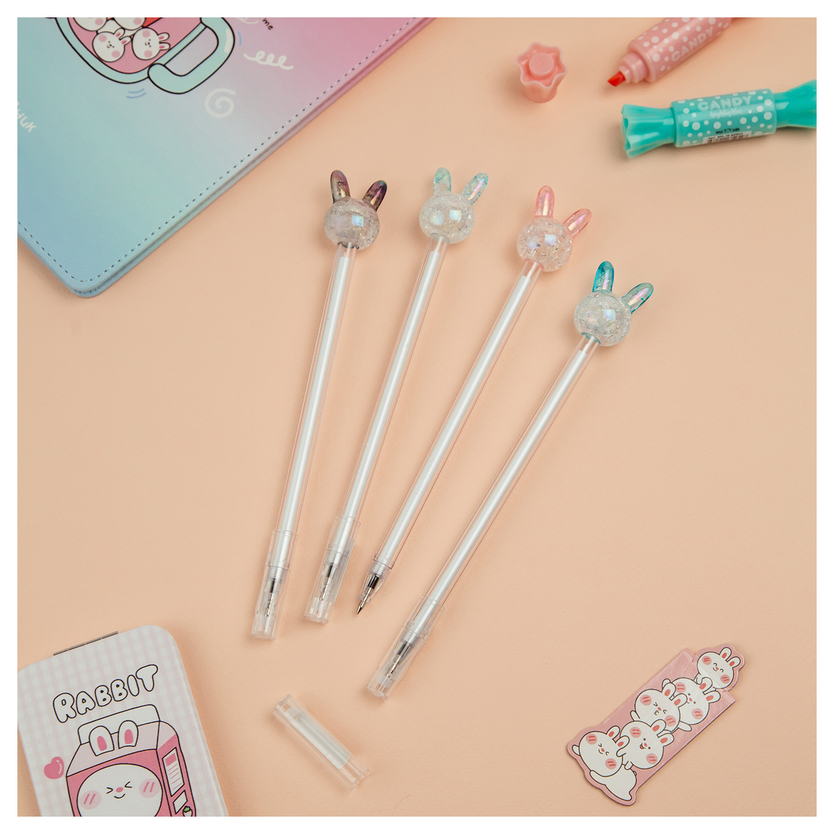 Ручка шариковая MESHU "Crystal Rabbit", синяя, 0,7мм, корпус ассорти