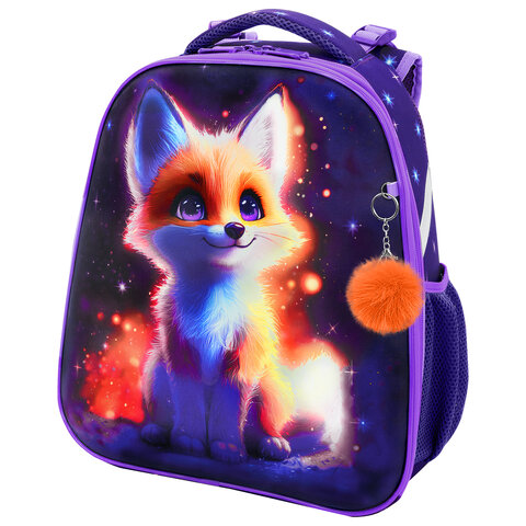 Ранец BRAUBERG UP, 2 отделения, с брелоком, "Bright fox", 36х28х15 см, 274665