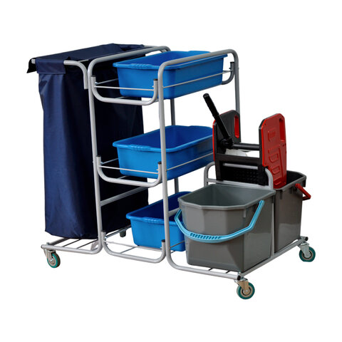 Тележка уборочная Eсо-Force МНОГОФУНКЦИОНАЛЬНАЯ MEGA, 2 ведра по 25л, отжим, 3 поддона, держатель и основание для мешка, мешок, 26EF/1, 26EF/1 б/в