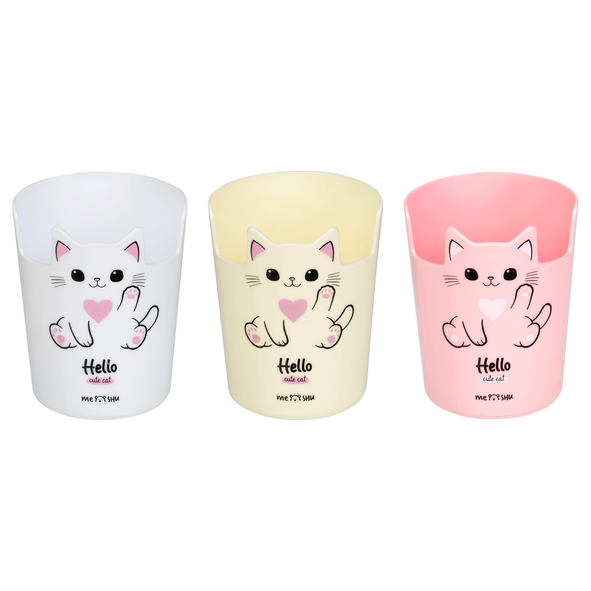 Подставка-стакан MESHU "Meow", пластиковая, ассорти