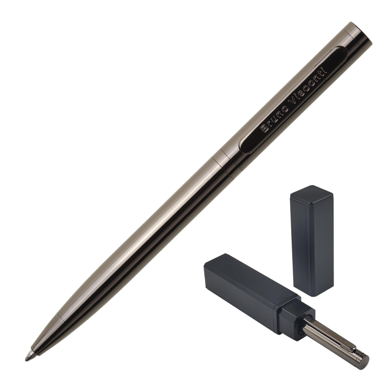 Ручка авт BV FIRENZE 1мм синяя кор.чер.воронен,тубус прямоуг черн20-0304/03