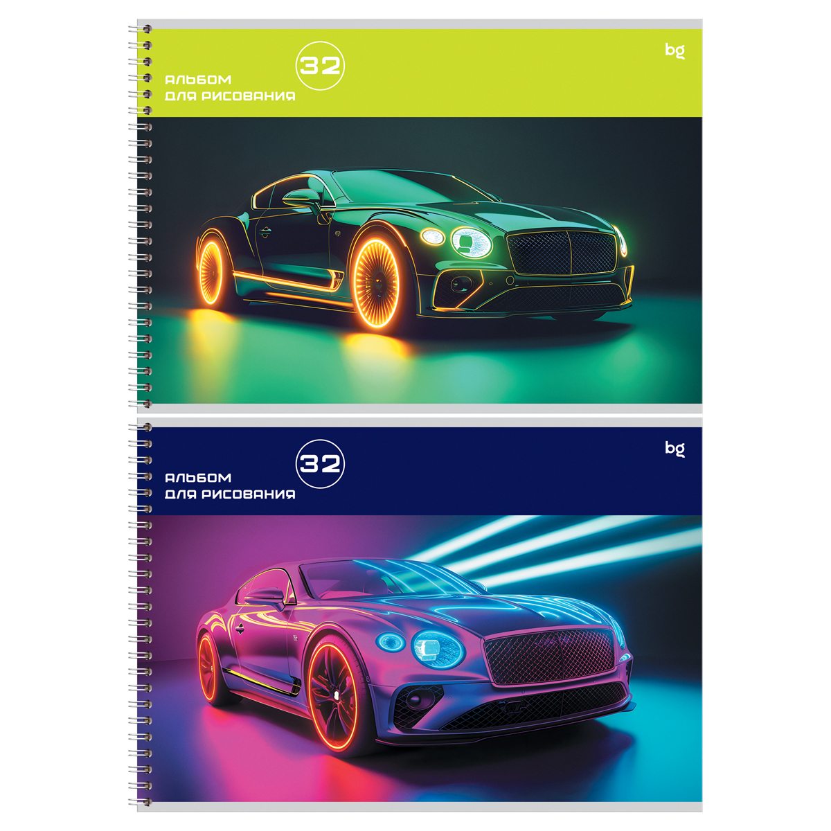 Альбом для рисования 32л., А4, на гребне BG "Неоновый стиль"