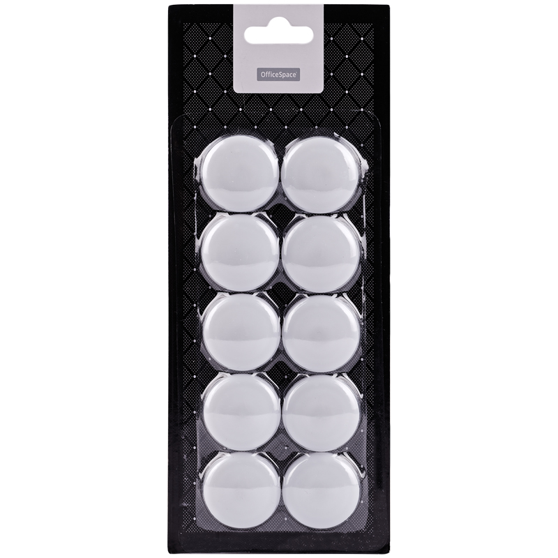 Магнит для досок OfficeSpace, белый, 30мм, 10шт., блистер, европодвес