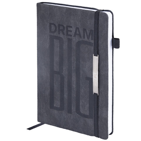 Ежедневник недатированный А5 138х213мм BRAUBERG "BeStyle", под кожу, резинка, держатель, 160л, графитовый, 116215