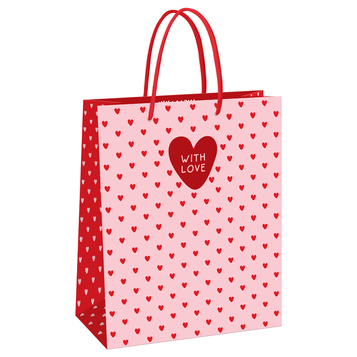 Пакет подарочный 26*32*12см MESHU "Heart pattern",  матовая ламинация