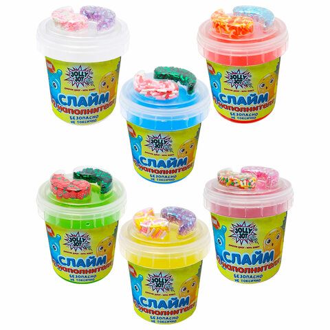 Слайм (лизун) с наполнителями МИКС, 140 г, ассорти 6 видов, JOLLY JOT (ДЖОЛИ ДЖОТ), х, 665950