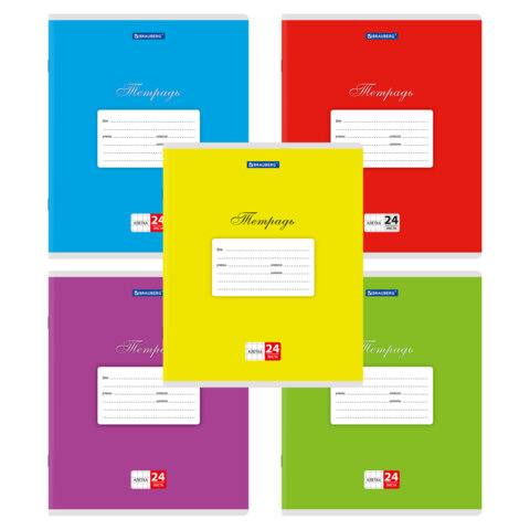 Тетради ДЭК 24 л., КОМПЛЕКТ 20 шт., BRAUBERG КЛАССИКА, клетка, обложка картон, АССОРТИ (5 видов), 106976