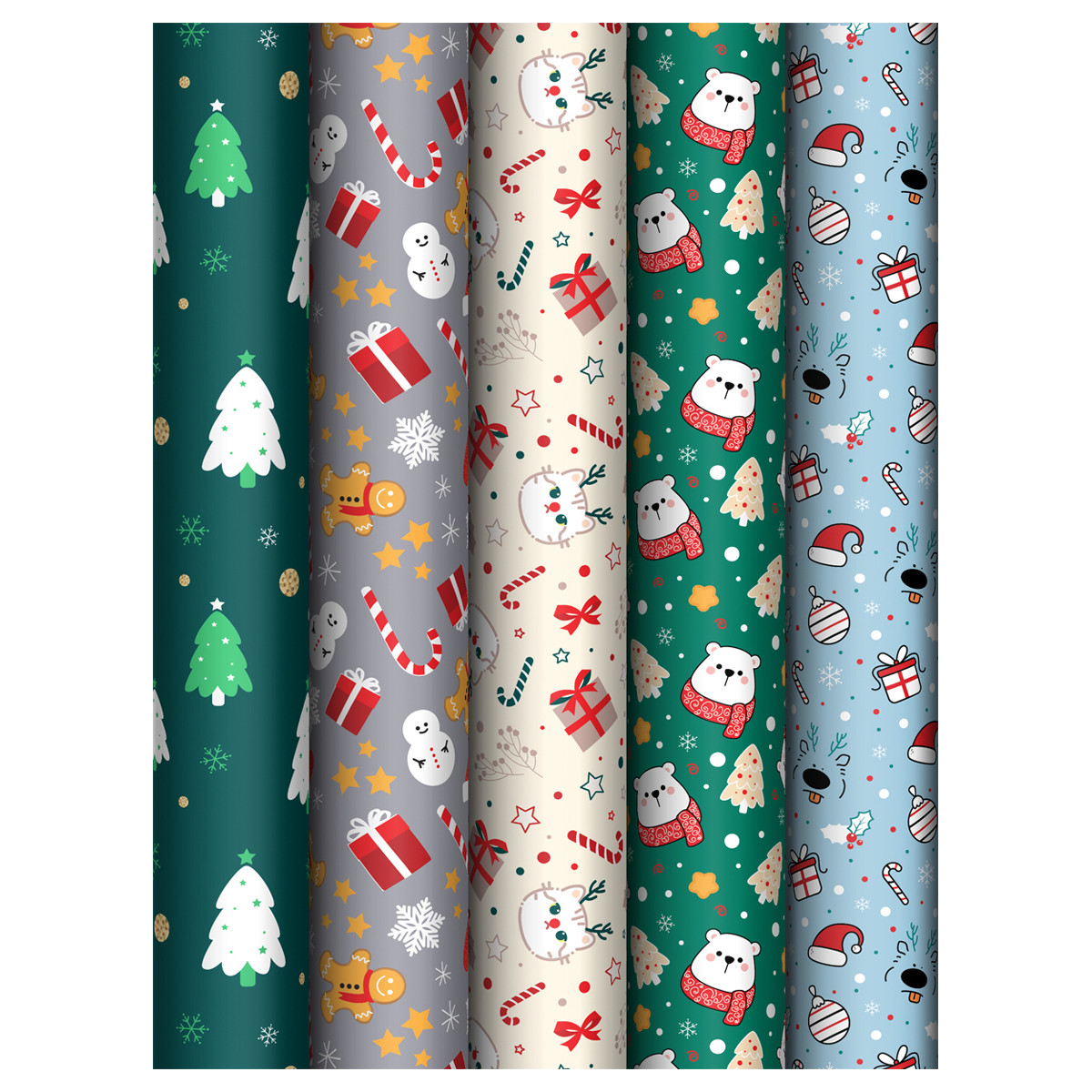 Упаковочная бумага глянц. 70*100см, MESHU "NY mood", 80г/м2, ассорти 5 дизайнов