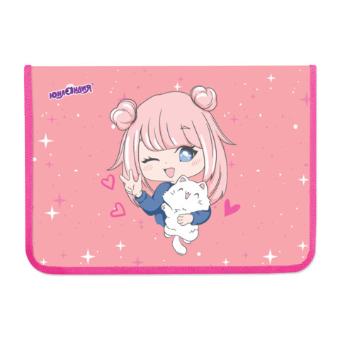 Папка для труда на молнии ЮНЛАНДИЯ А4, 1 отделение, откидная планка, органайзер, Anime pals, 272222