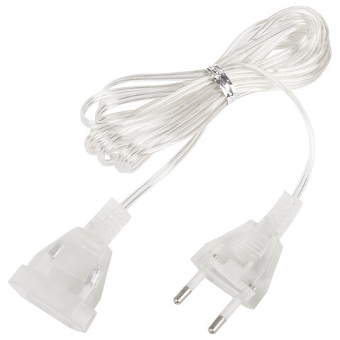 Удлинитель для электрогирлянд 3м, прозрачный шнур, пакет, ЗОЛОТАЯ СКАЗКА, 592554