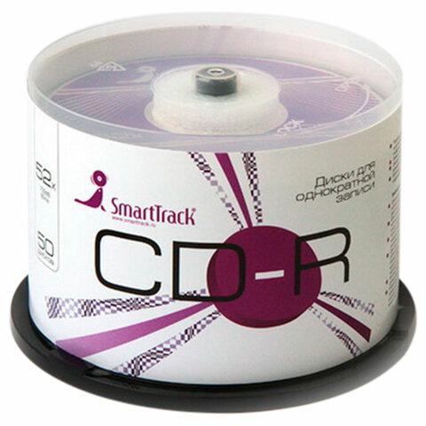 Диски CD-R SMARTTRACK, 700 Мб, 52x, Cake Box (упаковка на шпиле), КОМПЛЕКТ 50 шт., ST000151