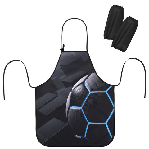 Фартук с нарукавниками для уроков труда ЮНЛАНДИЯ, регулировка по росту, 46х54 см, "Soccer ball", 273765