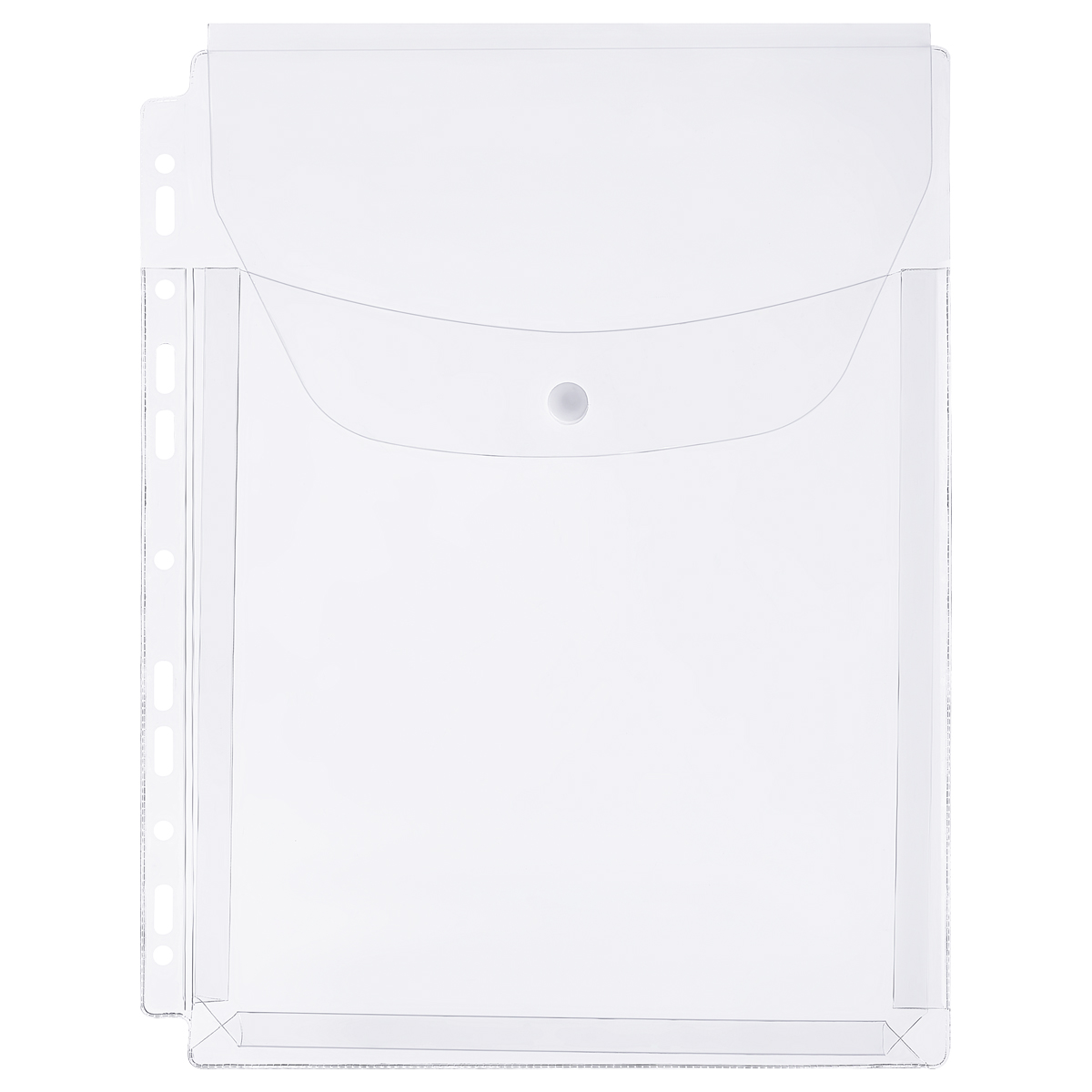 Папка-вкладыш с перфорацией на кнопке СТАММ А4, ПВХ, 180мкм, глянцевый, расширяющаяся до 250л.