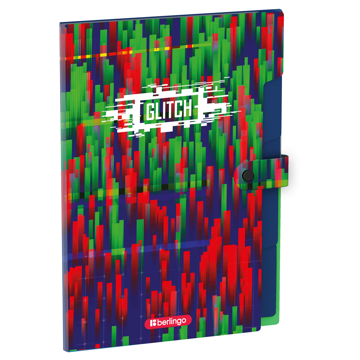 Папка 5 отделений Berlingo "Glitch", А4, 600мкм, на кнопке, с рисунком