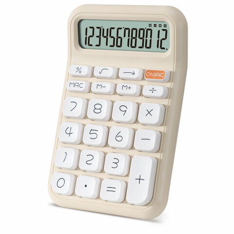 Калькулятор настольный BRAUBERG KW-500-BG (93x148 мм), 3D-кнопки, 12 разрядов, бежевый, 272955