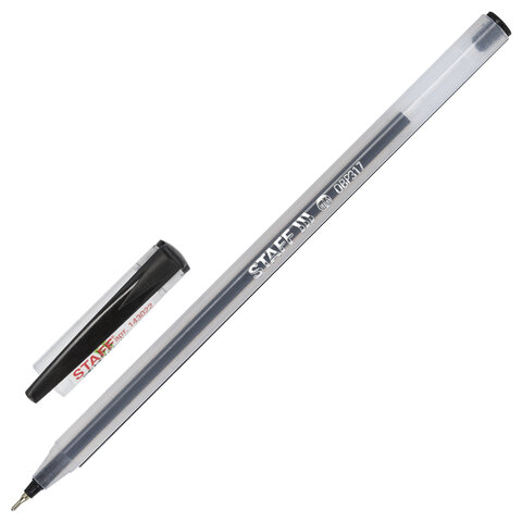 Ручка шариковая масляная STAFF "OBP-31", ЧЕРНАЯ, корпус матовый, игольчатый узел 0,6 мм, линия письма 0,3 мм, 143022
