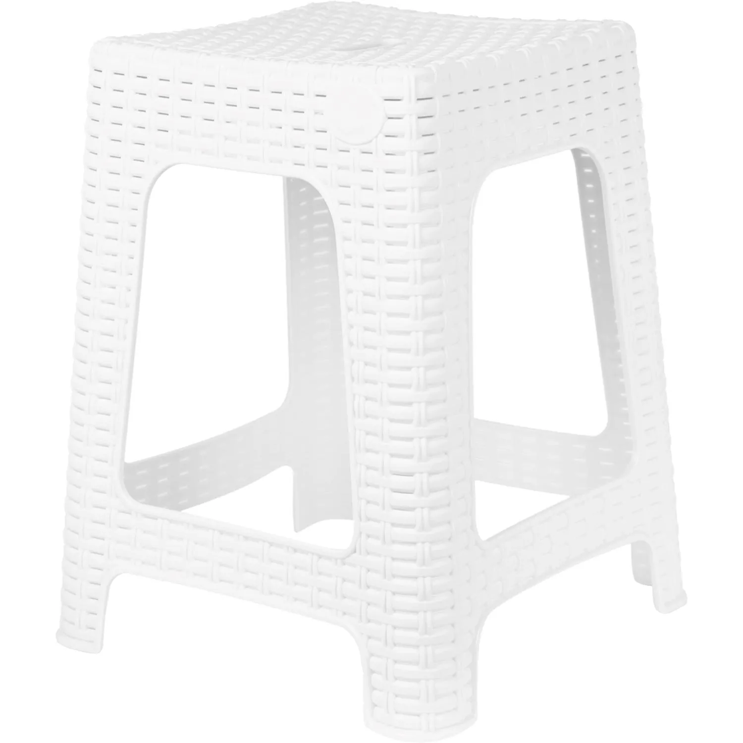 Табурет квадратный Rattan 363х363х448мм, белоснежный жасмин