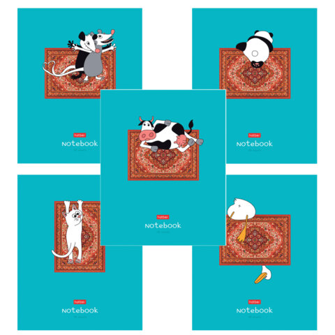 Тетрадь А5 48л. HATBER скоба, клетка, обложка картон, На ковре (микс в спайке), 088375, 48Т5В1