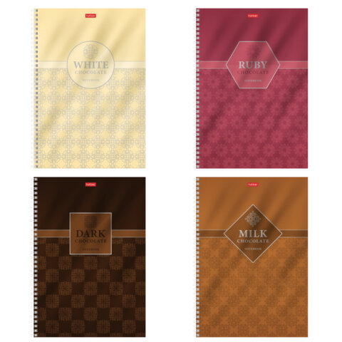 Тетрадь А4 96л. HATBER гребень, клетка, металлизирован.картон, выбороч.лак, Chocolate (микс), 083451, 96Т4мтлВ1гр