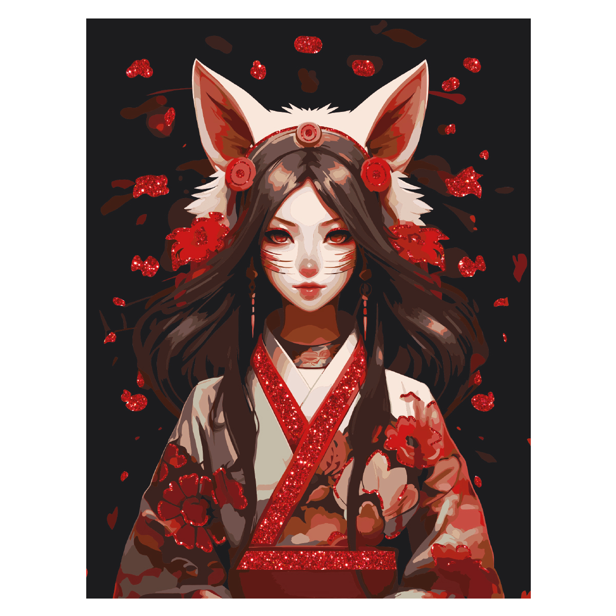 Картина по номерам на холсте с глиттером ТРИ СОВЫ "Аниме", 30*40, с акриловыми красками и кистями