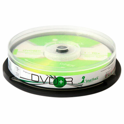 Диски DVD+R (плюс) SMARTTRACK, 4,7 Гб 16x Cake Box (упаковка на шпиле), КОМПЛЕКТ 10 ш, ST000219