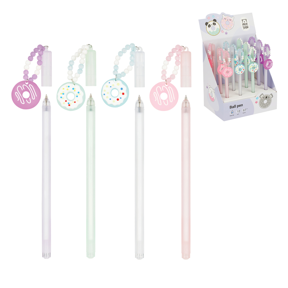 Ручка шариковая MESHU "Donut", синяя, 0,7мм, корпус ассорти