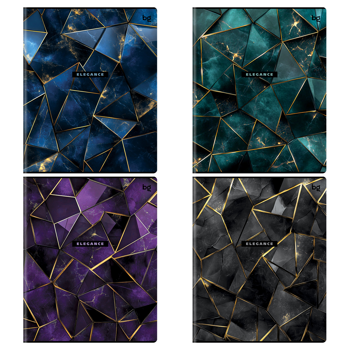 Тетрадь 96л., А5, клетка BG "Elegance", глянцевая ламинация