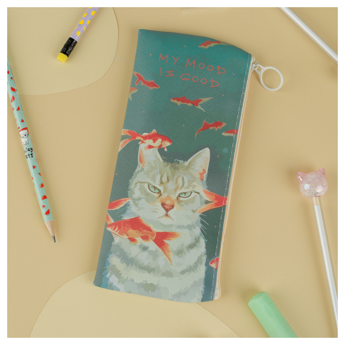 Пенал мягкий 200*100 MESHU "Cat", искусственная кожа