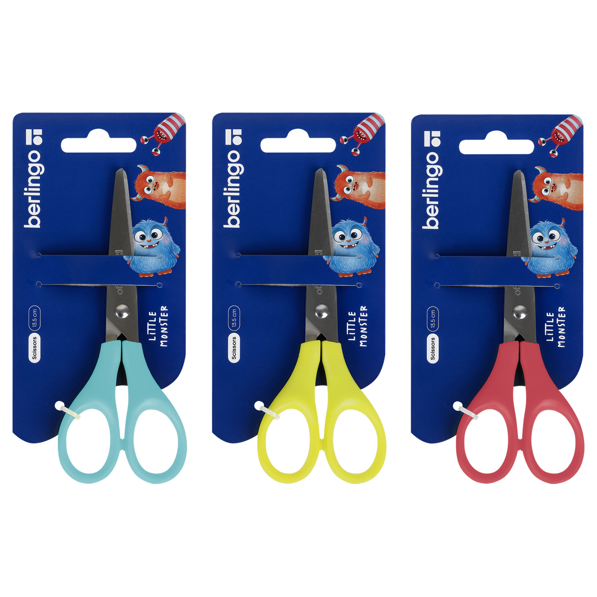 Ножницы детские Berlingo "Little Monster" 13,5см, ассорти, европодвес