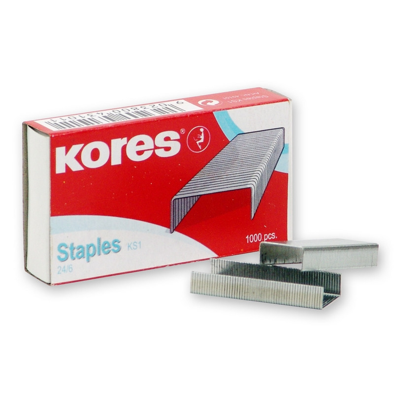 Скобы для степлера N24/6 KORES никелированные (2-30 лист.) 1000 шт в уп.